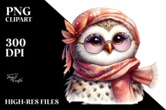Washed Owl with Silk Scarf | Clipart Product Image 1