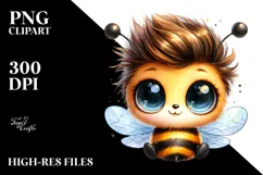 Cute Baby Bee with Cool Haircut PNG Product Image 2