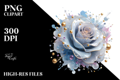 Rose with Golden Insertions PNG Product Image 2