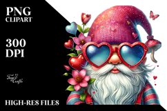 Valentines Gnome with Sunglasses PNG Product Image 2