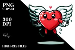 Cartoon Heart with Wings PNG Product Image 2