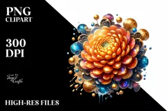 Shiny Marigold with Wood Splash | Sublimation | Clipart Product Image 1