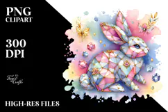 Colorful Pastel Diamond Bunny, PNG Product Image 2