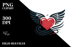 Retro Heart with Wings, PNG Product Image 2