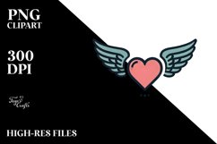 Simple Retro Heart with Wings PNG Product Image 2