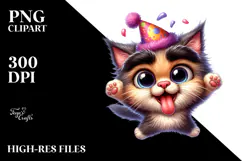 Jumping Kitten with Party Hat, High-Res PNG Product Image 2