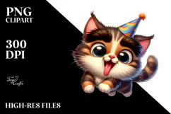 Curious Kitten with Party Hat, High-Res PNG Product Image 2