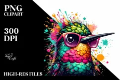 Vibrant Quirky Hummingbird Sticker | Artistic Summer Clipart Product Image 3
