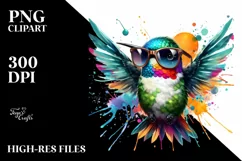 Vibrant Quirky Hummingbird Sticker | Artistic Summer Clipart Product Image 1