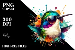 Vibrant Quirky Hummingbird Sticker | Artistic Summer Clipart Product Image 3