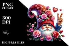 Detailed Valentines Gnome, Watercolor PNG Product Image 2