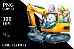 Bunny with Excavator and Easter Eggs, PNG Product Image 2