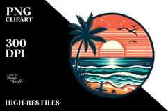 Retro Tropical Beach Sunset, 20 oz Tumbler Product Image 2