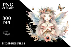 Washed Watercolor Boho Fairy, Transparent PNG Product Image 2
