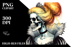 Washed Watercolor Style Vampire Skull PNG Product Image 2