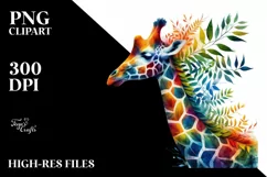 Abstract Vibrant Plant Leaves Giraffe PNG Product Image 1