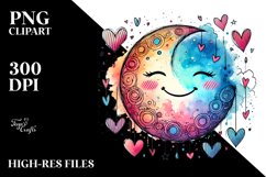 Simple Smiling Moon with Hearts PNG Product Image 2