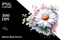 Daisy Watercolor Abstract Sublimation Clipart Product Image 2