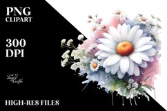 Daisy Watercolor Abstract Sublimation Clipart Product Image 1