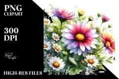 Daisy Watercolor Vibrant Sublimation Clipart Product Image 1
