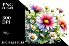 Daisy Watercolor Vibrant Sublimation Clipart Product Image 2