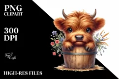 Cute Baby Highland Cow, PNG Product Image 1