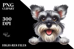 Funny Miniature Schnauzer Peek Over Paper Clipart Product Image 3