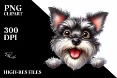 Funny Miniature Schnauzer Peek Over Paper Clipart Product Image 1