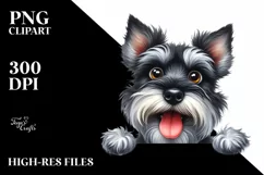 Cute Crazy Miniature Schnauzer Watercolor Clipart Product Image 3
