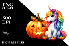 Vibrant Unicorn Halloween Pumpkin | Clipart Product Image 2
