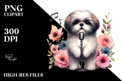 Shih Tzu Pop Singer Flowers | Sublimation | Clipart Product Image 3