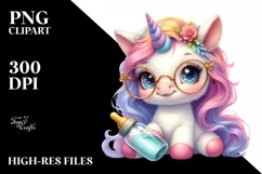 Cute Baby Unicorn with es | Sublimation | Clipart Product Image 1
