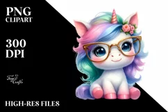 Watercolor es Baby Unicorn | Clipart Product Image 1