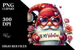 Detailed Valentines Gnome with Sunglasses PNG Product Image 2