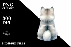 Watercolor Siberian Husky with Christmas Decorations, PNG Product Image 3
