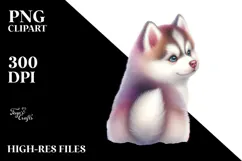 Pastel Siberian Husky with Christmas Decor, High-Res PNG Product Image 2
