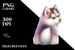 Pastel Siberian Husky with Christmas Decor, High-Res PNG Product Image 2