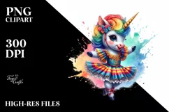Happy Unicorn in Saltarello Dancer's Costume, High-Res PNG Product Image 1