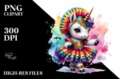 Joyful Unicorn in Saltarello Dancer's Costume, High-Res PNG Product Image 3