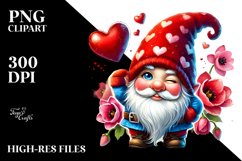 Valentines Gnome Winking with Heart Sign PNG Product Image 2