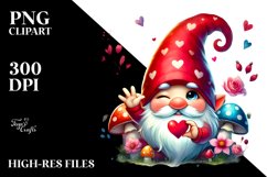 Valentines Gnome Winking with Heart Sign PNG Product Image 2