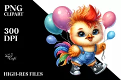 Excited Chicken with Sneakers, PNG Product Image 3