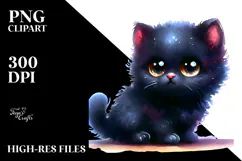 Vibrant Baby Black Cat in Style PNG Product Image 2