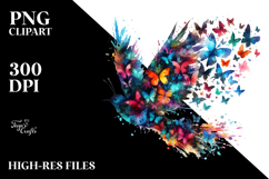 Vibrant Bird Made of Butterfly Silhouettes PNG Product Image 2