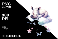 Pastel Baby Rhino PNG Product Image 2