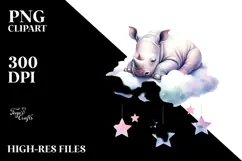 Pastel Baby Rhino PNG Product Image 2