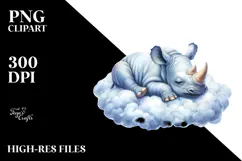 Cute Baby Rhino Sleeping PNG Product Image 2