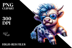 Watercolor Highland Cow Portrait, Transparent PNG Product Image 2