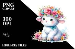 Colorful Lamb Sitting with Flower Crown | Clipart Product Image 2