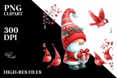 Red Christmas Gnomes in Winter Scene, PNG Product Image 3